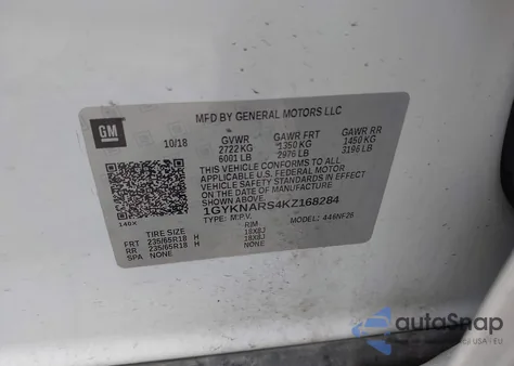 2019 Cadillac Xt5 Standard from USA, damaged, VIN 1GYKNARS4KZ168284